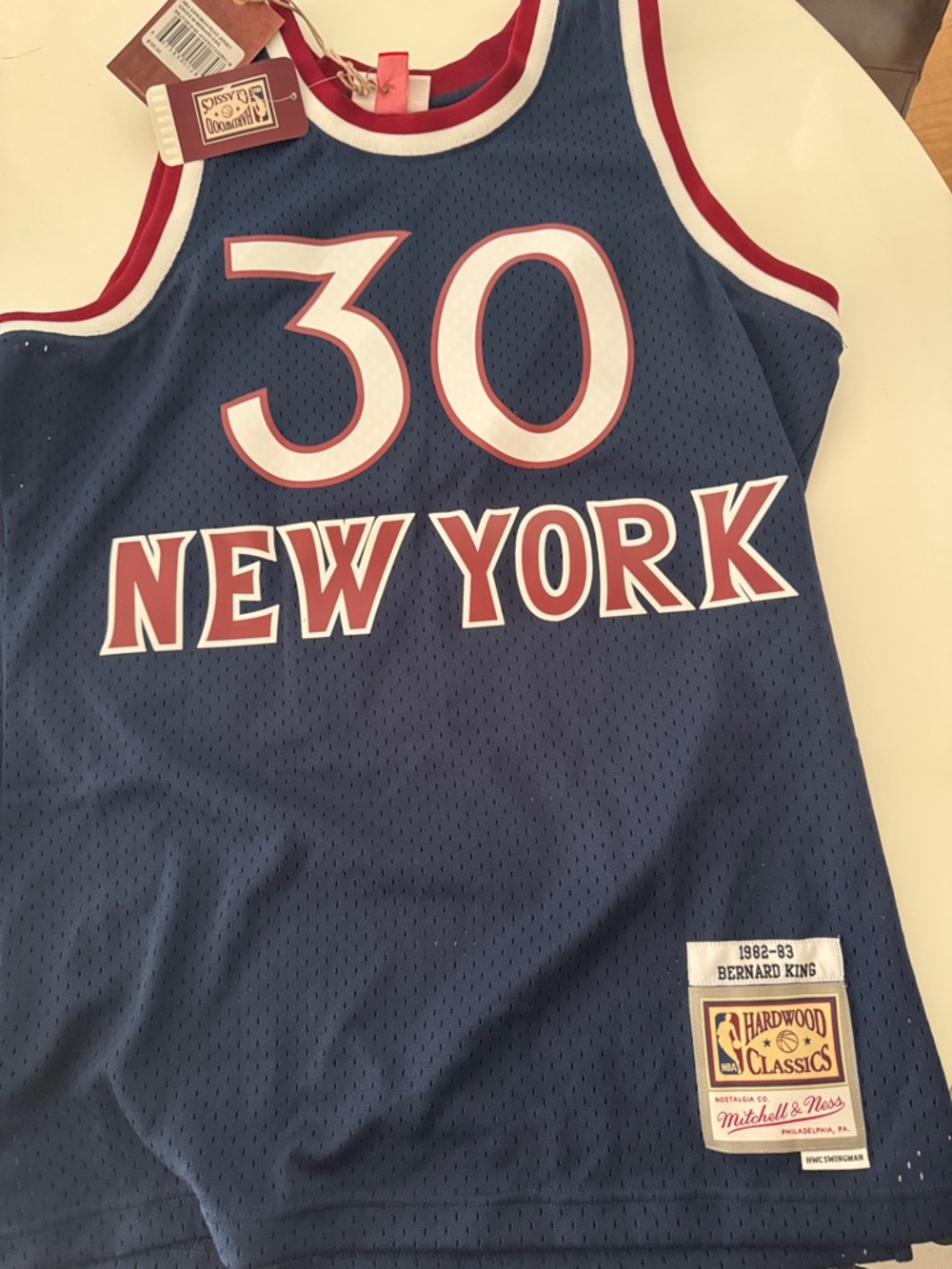 Mitchell & Ness NYK Bernard King Swingman Navy Basketball Jersey - 30 size M NWT